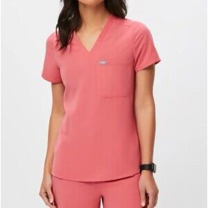 Figs Catarina One-Pocket Scrub Top Neon Pink Size Medium